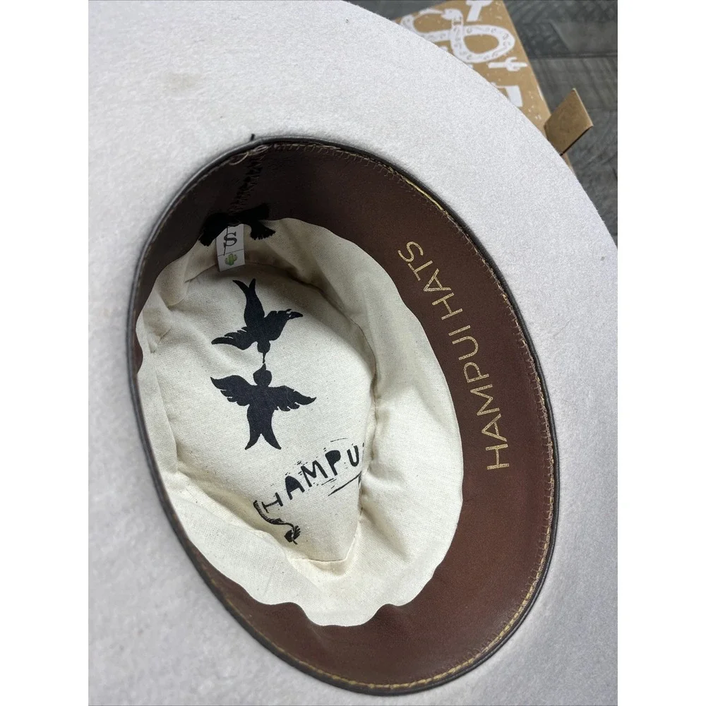 Hampui Hat Wide Brim WOOL Felt RARE sz S Bone Color Handmade Western - Picture 4 of 10